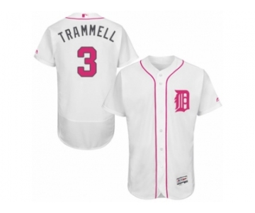 Men's Majestic Detroit Tigers #3 Alan Trammell Authentic White 2016 Mother's Day Fashion Flex Base MLB Jersey