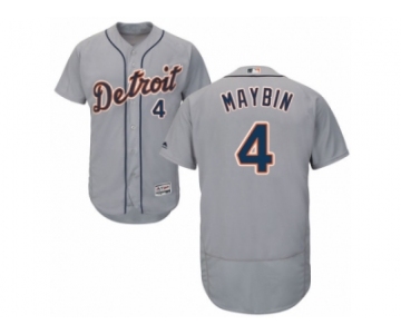 Men's Majestic Detroit Tigers #4 Cameron Maybin Grey Flexbase Authentic Collection MLB Jersey