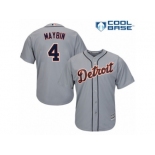 Men's Majestic Detroit Tigers #4 Cameron Maybin Replica Grey Road Cool Base MLB Jersey