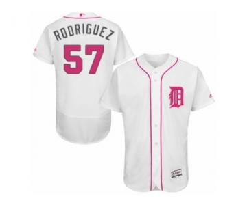 Men's Majestic Detroit Tigers #57 Francisco Rodriguez Authentic White 2016 Mother's Day Fashion Flex Base MLB Jersey