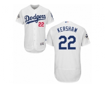 Los Angeles Dodgers #22 Clayton Kershaw Authentic White Home 2017 World Series Bound Flex Base MLB Jersey
