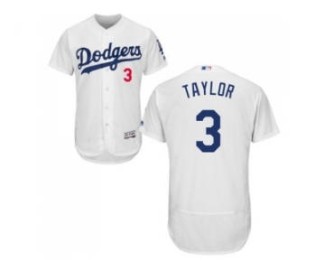 Los Angeles Dodgers #3 Chris Taylor White Flexbase Authentic Collection Stitched MLB Jersey