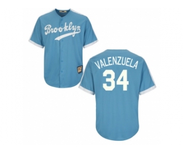 Los Angeles Dodgers #34 Fernando Valenzuela Light Blue Cooperstown Throwback Stitched Baseball Jersey