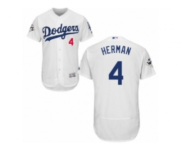 Los Angeles Dodgers #4 Babe Herman Authentic White Home 2017 World Series Bound Flex Base MLB Jersey