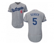 Los Angeles Dodgers #5 Corey Seager Authentic Grey Road 2017 World Series Bound Flex Base MLB Jersey
