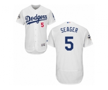 Los Angeles Dodgers #5 Corey Seager Authentic White Home 2017 World Series Bound Flex Base MLB Jersey