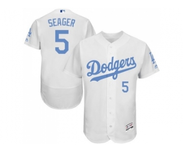 Los Angeles Dodgers #5 Corey Seager White Flexbase Authentic Collection 2016 Father's Day Stitched Baseball Jersey