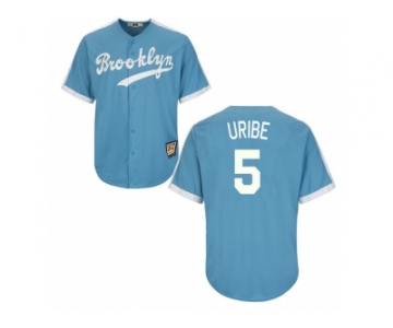 Los Angeles Dodgers #5 Juan Uribe Light Blue Cooperstown Throwback Stitched Baseball Jersey