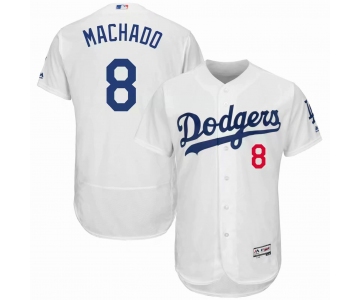 Los Angeles Dodgers #8 Machado White Flexbase Authentic Collection Stitched Baseball Jersey