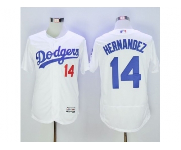 MLB Men Los Angeles Dodgers #14 Enrique Hernandez White Flexbase Authentic Collection Stitched Baseball Jersey