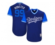 Men's 2017 Little League World Series Dodgers #99 Hyun-Jin Ryu Monster Royal Jersey