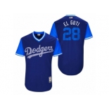 Men's 2017 Little League World Series Dodgers Franklin Gutierrez #28 El Guti Royal Jersey