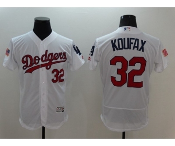 Men's L.A. Dodgers #32 Sandy Koufax Majestic White Fashion Stars & Stripes Cool Base Player Jersey