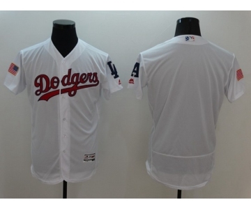 Men's L.A. Dodgers Blank Majestic White Fashion Stars & Stripes Flex Base Jersey