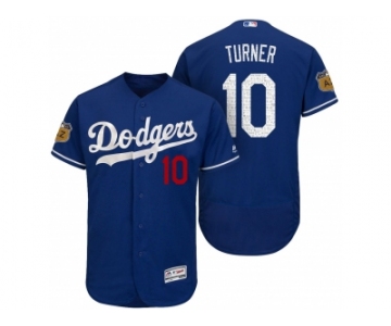 Men's Los Angeles Dodgers #10 Justin Turner 2017 Spring Training Flex Base Authentic Collection Stitched Baseball Jersey