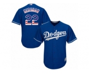 Men's Majestic Los Angeles Dodgers #22 Clayton Kershaw Authentic Royal Blue USA Flag Fashion Cool Base MLB Jersey