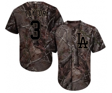 Men's Majestic Los Angeles Dodgers #3 Chris Taylor Authentic Camo Realtree Collection Flex Base MLB Jersey