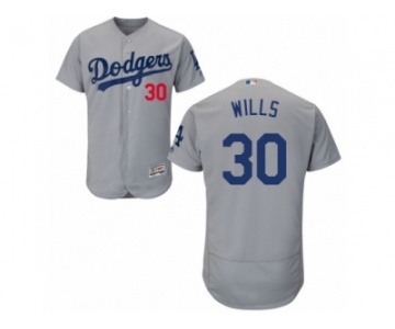 Men's Majestic Los Angeles Dodgers #30 Maury Wills Grey Flexbase Authentic Collection MLB Jersey