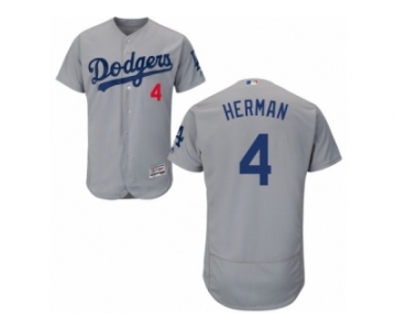 Men's Majestic Los Angeles Dodgers #4 Babe Herman Grey Flexbase Authentic Collection MLB Jersey