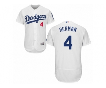 Men's Majestic Los Angeles Dodgers #4 Babe Herman White Flexbase Authentic Collection MLB Jersey