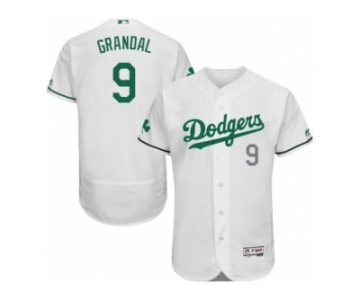 Men's Majestic Los Angeles Dodgers #9 Yasmani Grandal White Celtic Flexbase Authentic Collection MLB Jersey