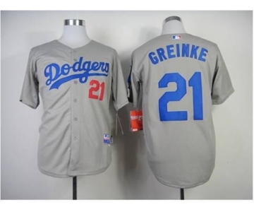 mlb jerseys los angeles dodgers #21 greinke grey[new]
