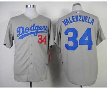 mlb jerseys los angeles dodgers #34 valenzuela grey[2014 new]