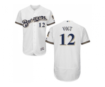 Men Milwaukee Brewers #12 Stephen Vogt White Flexbase Authentic Collection Stitched MLB Jersey