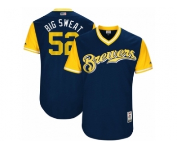 Men's 2017 Little League World Series Brewers Jimmy Nelson #52 Big Sweat Navy Jersey
