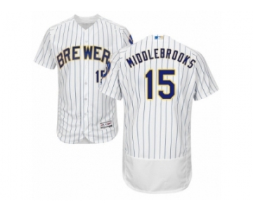Men's Majestic Milwaukee Brewers #15 Will Middlebrooks White Flexbase Authentic Collection MLB Jersey