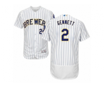 Men's Majestic Milwaukee Brewers #2 Scooter Gennett White Flexbase Authentic Collection MLB Jersey