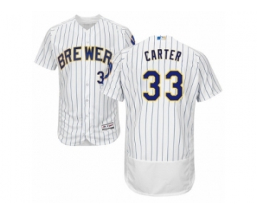 Men's Majestic Milwaukee Brewers #33 Chris Carter White Flexbase Authentic Collection MLB Jersey