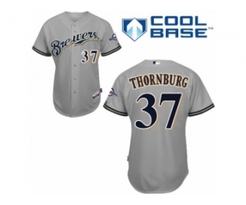 Men's Majestic Milwaukee Brewers #37 Tyler Thornburg Replica Grey Road Cool Base MLB Jersey