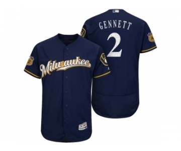 Men's Milwaukee Brewers #2 Scooter Gennett 2017 Spring Training Flex Base Authentic Collection Stitched Baseball Jersey