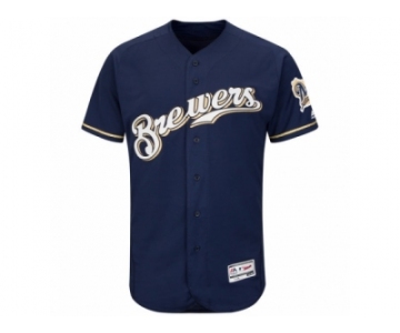 Men's Milwaukee Brewers Majestic Alternate Home Blank Navy Flex Base Authentic Collection Team Jersey