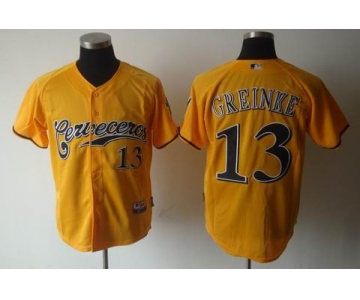 mlb jerseys milwaukee brewers #13 greinke yellow