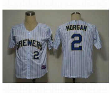 mlb jerseys milwaukee brewers #2 morgan white(blue strip)