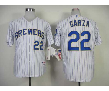 mlb jerseys milwaukee brewers #22 garza white[blue stripe]