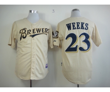 mlb jerseys milwaukee brewers #23 weeks cream