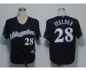 mlb jerseys milwaukee brewers #28 fielder dk blue(cool base)(M)