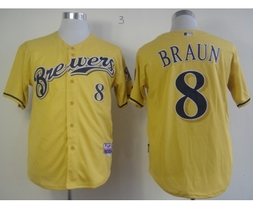 mlb jerseys milwaukee brewers #8 ryan braun yellow[2013 new]