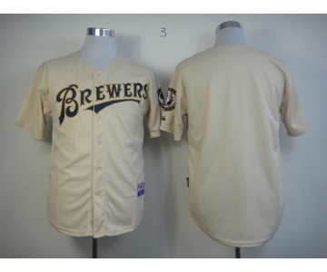 mlb jerseys milwaukee brewers blank cream[m&n]