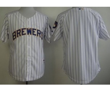 mlb jerseys milwaukee brewers blank white[blue strip]