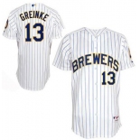 mlb milwaukee brewers #13 zack greinke white[blue strip]