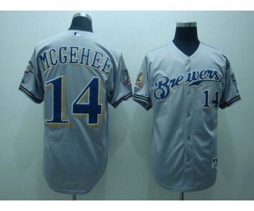 mlb milwaukee brewers #14 mcgehee grey(40th patch)