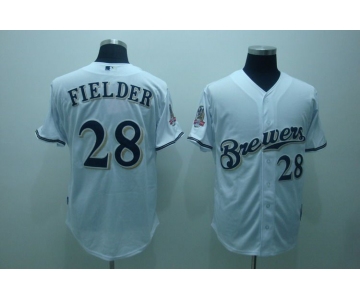 mlb milwaukee brewers #28 fielder white(40th)
