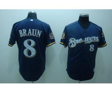 mlb milwaukee brewers #8 braun  blue[40th patch]