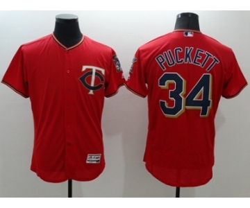 Men Minnesota Twins #34 Kirby Puckett Majestic Red Flexbase Authentic Collection Player Jersey