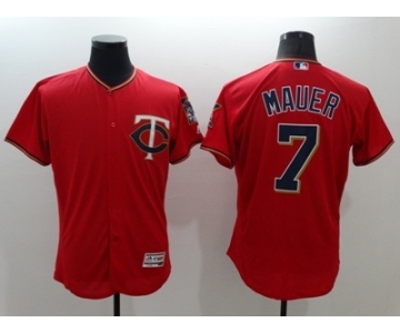 Men Minnesota Twins #7 Joe Mauer Majestic Red Flexbase Authentic Collection Player Jersey