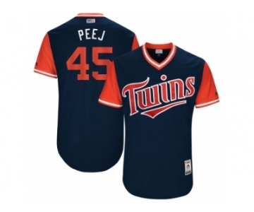 Men's 2017 Little League World Series Twins #45 Phil Hughes Peej Navy Jersey